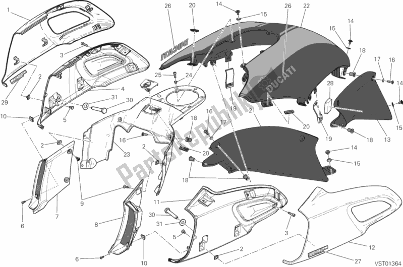 Todas las partes para Cubiertas, Tanque de Ducati Diavel Carbon FL 1200 2015